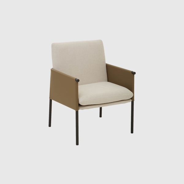 Ryan - Dining Chair - White & Brown Fabric