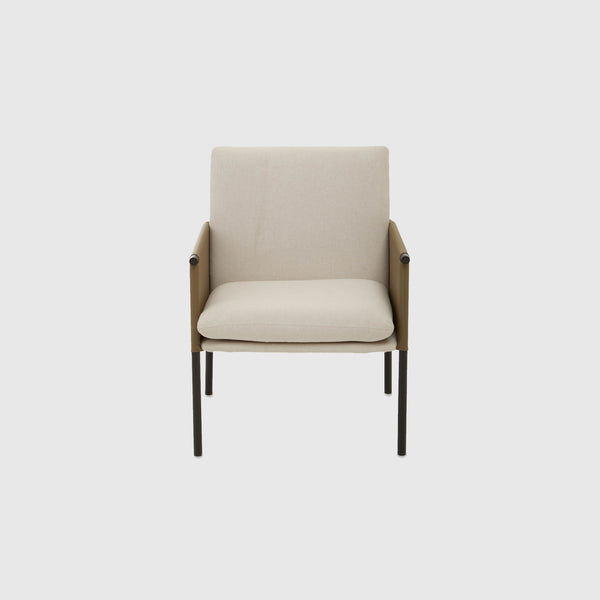 Ryan - Dining Chair - White & Brown Fabric