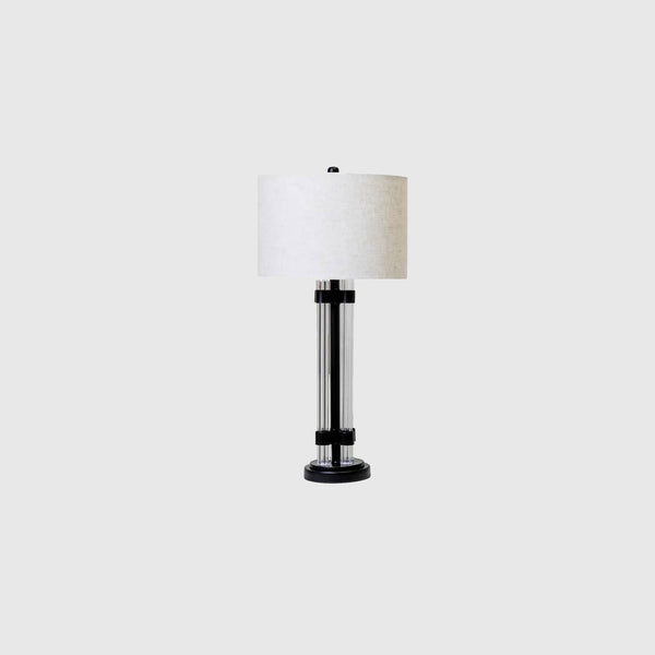 Riva - Table Lamp - Black & Ivory Fabric Shade