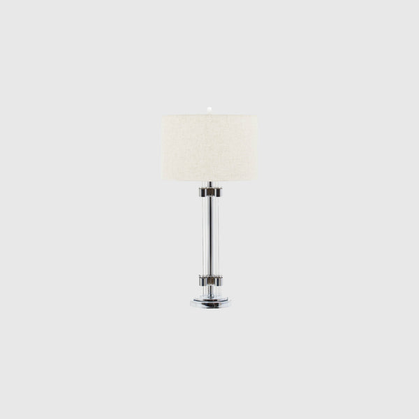 Riva - Table Lamp - Silver & Ivory Fabric Shade