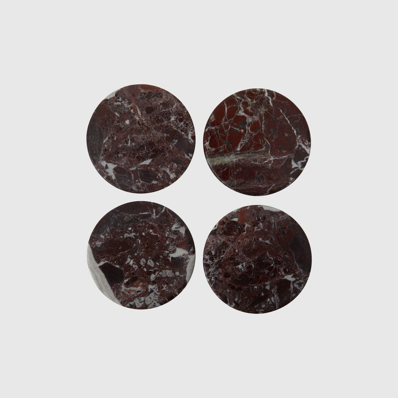 Rosso - Red Marble Coasters - Set of 4