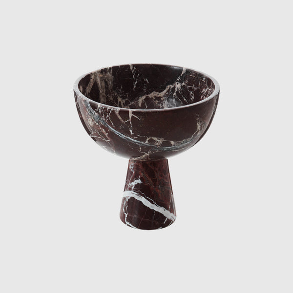 Rosso - Red Marble Pedestal Bowl - Large