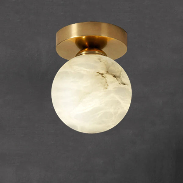 Tommaso Round Flush Mount - Alabaster & Gold