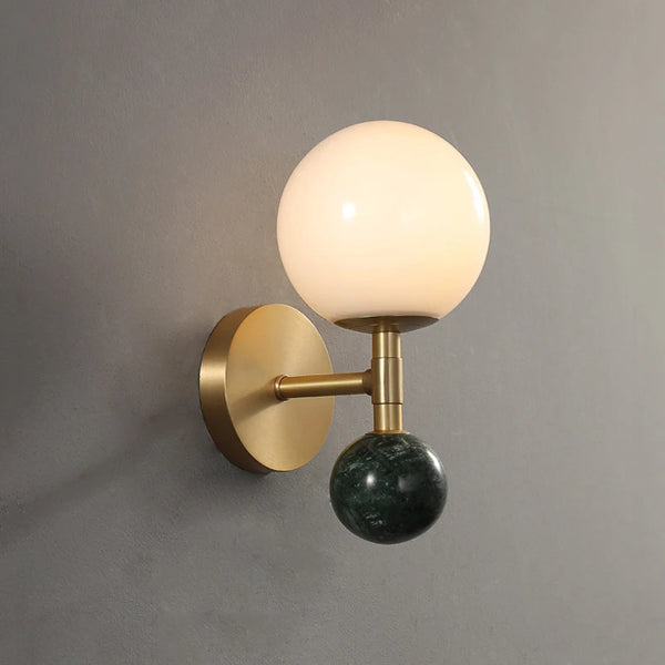 Lucas Wall Light - Green Marble & Gold