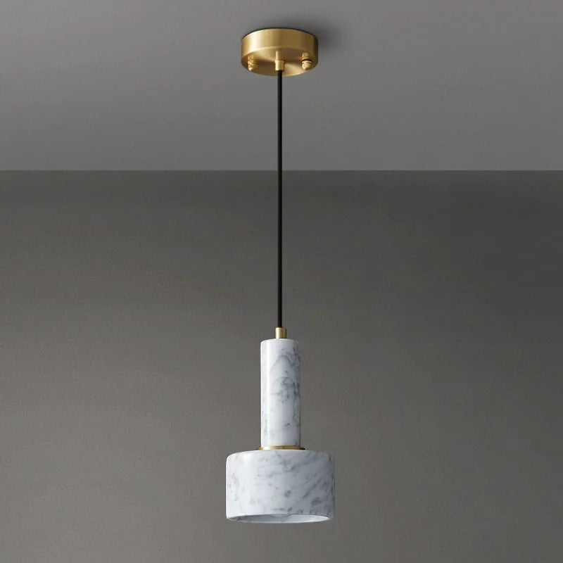 Nicola - Pendant - White Marble & Gold