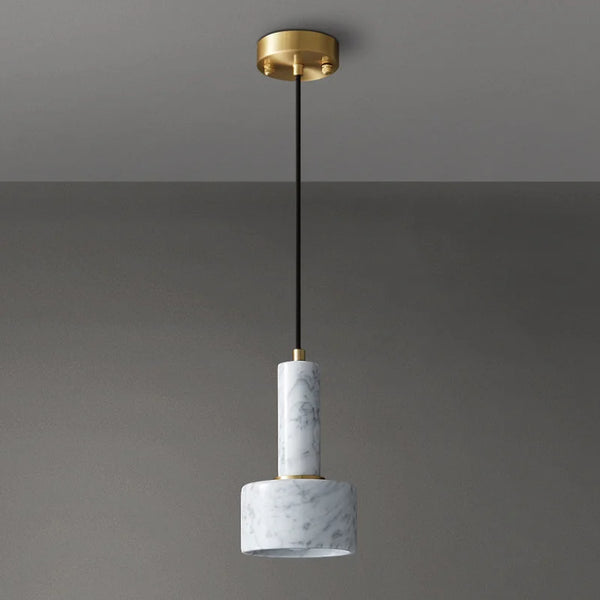 Nicola Pendant - White Marble & Gold