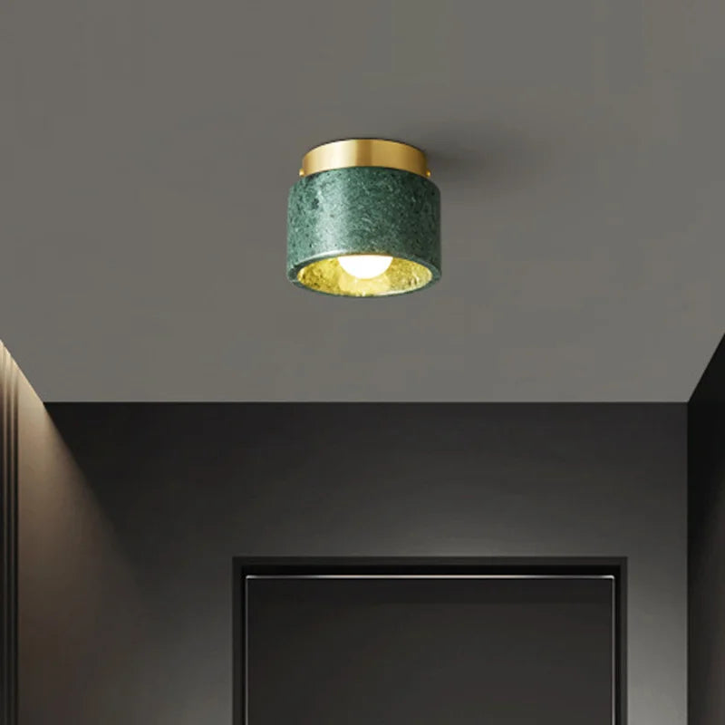 Pietro Flush Mount - Green Marble & Gold