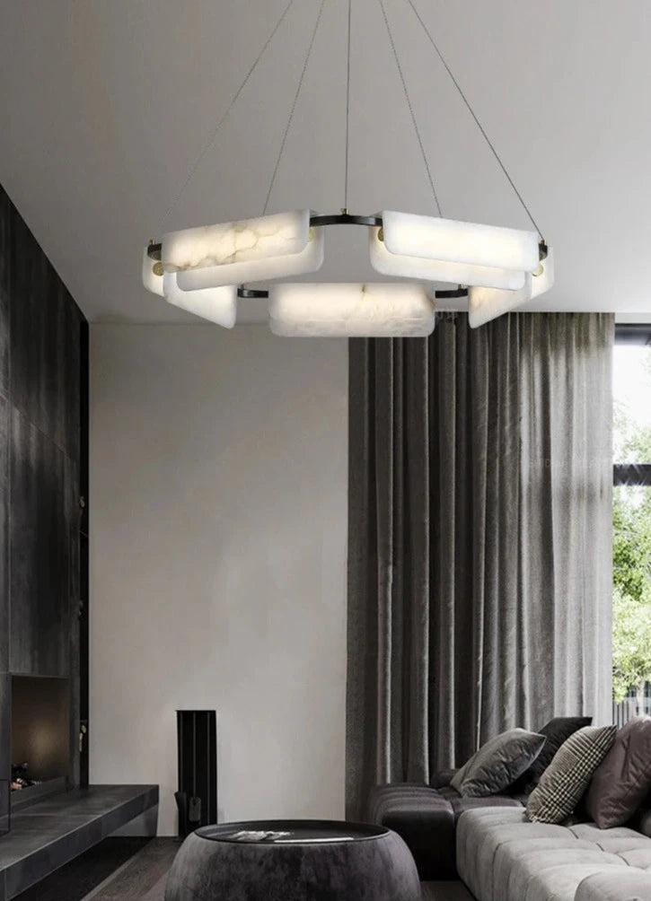 Vincenzo - Chandelier - Alabaster & Black