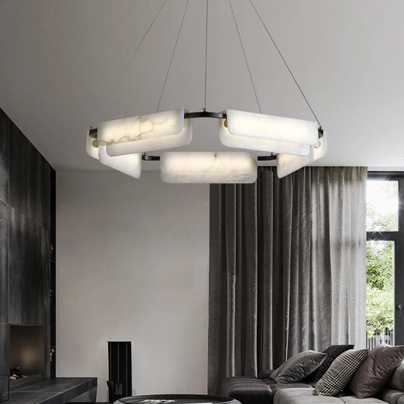 Vincenzo - Chandelier - Alabaster & Black