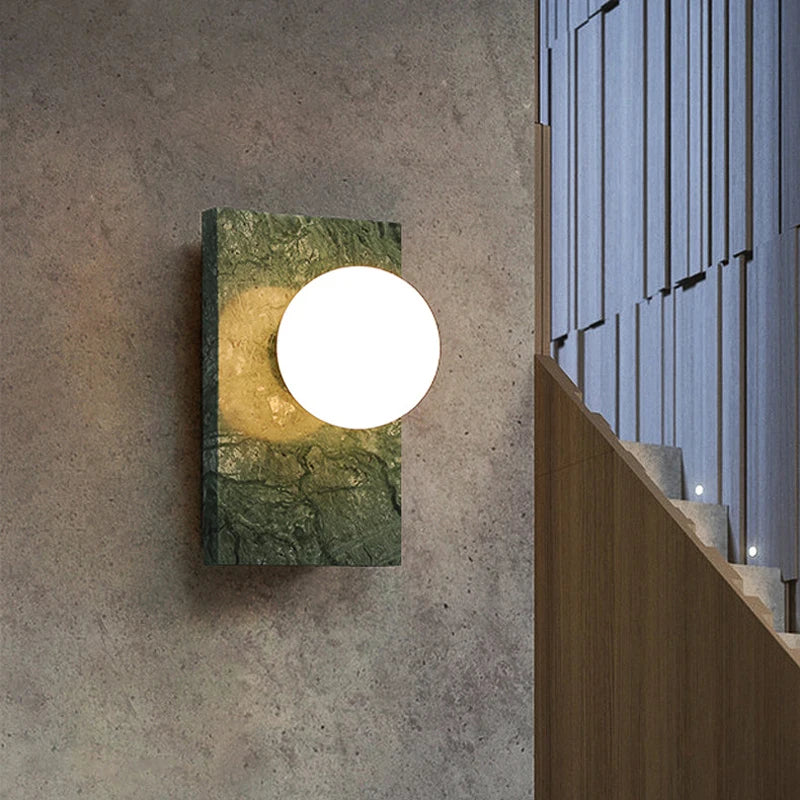 Luca Wall Light - Green Marble & Gold