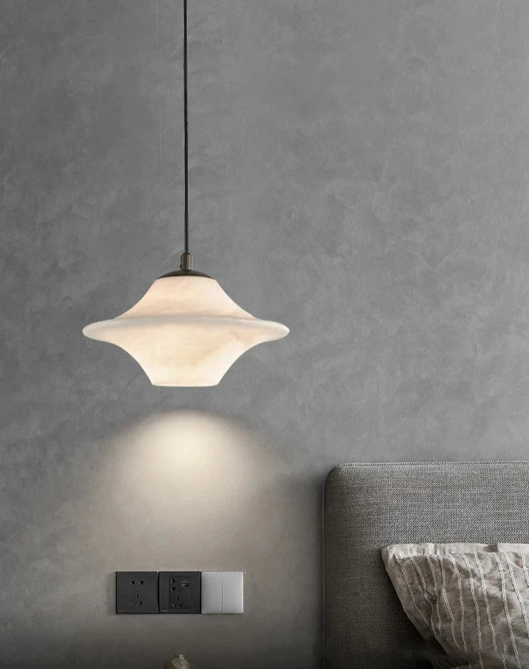 Sella Pendant - White Marble & Black