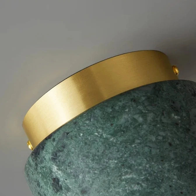 Pietro Flush Mount - Green Marble & Gold