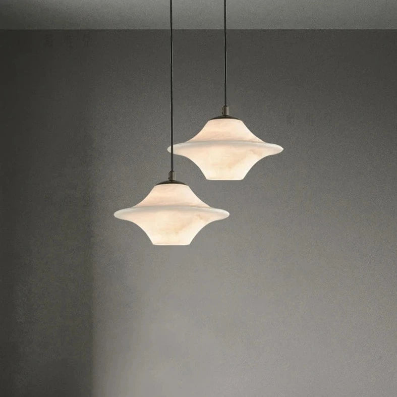 Sella Pendant - White Marble & Black