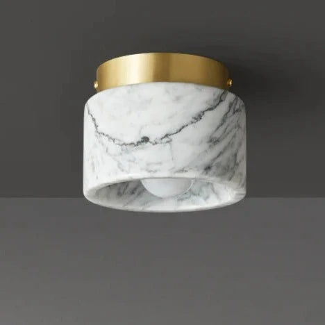 Pietro Flush Mount - White Marble & Gold