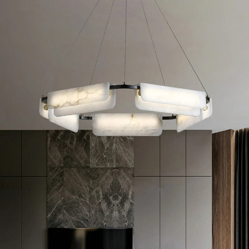 Vincenzo - Chandelier - Alabaster & Black