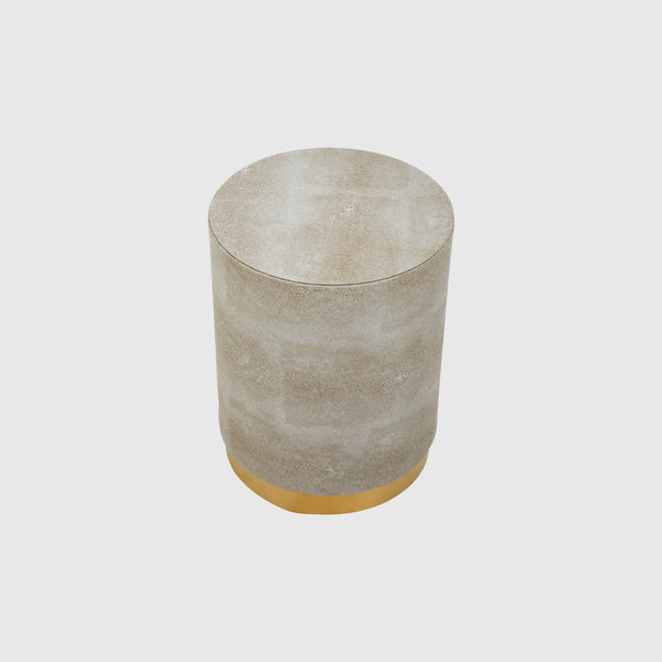 Sebastian - Round Stool - Gold & Natural Shagreen