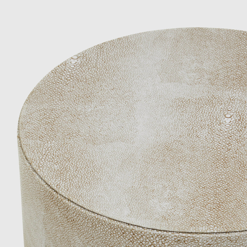 Sebastian - Round Stool - Gold & Natural Shagreen