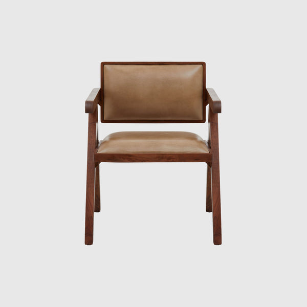 Silvan - Armchair - Black Teak Wood & Light Brown Leather