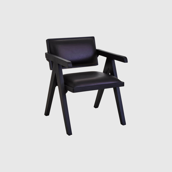 Silvan - Armchair - Teak Wood & Black Leather