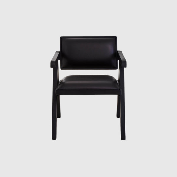 Silvan - Armchair - Teak Wood & Black Leather