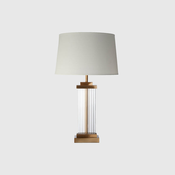 Tobias - Table Lamp - Antique Gold & White Linen Shade