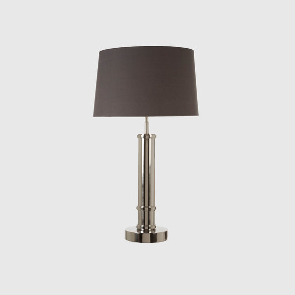 Tova - Table Lamp - Nickel & Dark Grey Cotton Shade