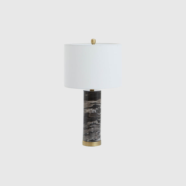 Yelena - Table Lamp - Black Marble, Gold & Ivory Fabric Shade