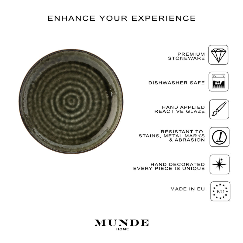 Viridi Stoneware Tableware - Set of 18 - Munde Home